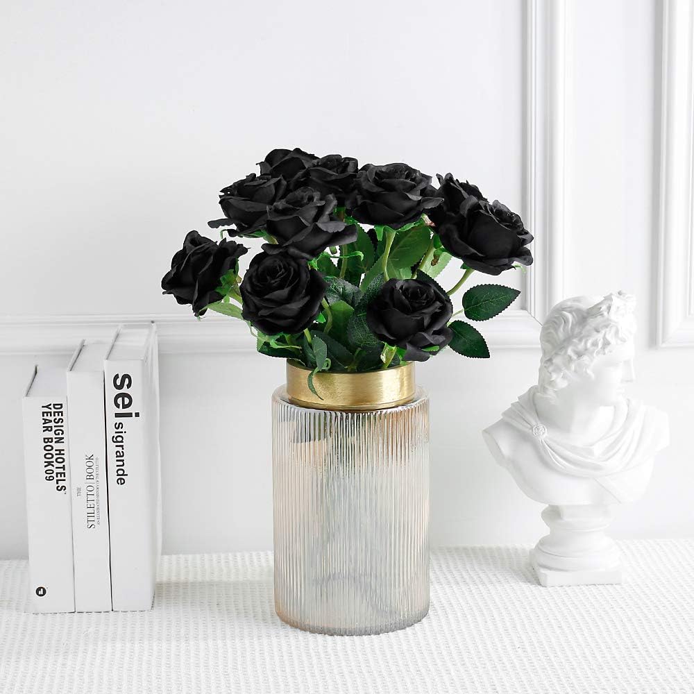 Detalle de Tifuly 12 Stück künstliche Rosen mit langem Stiel, Seide, 50 cm – realistische Blumen für Hochzeit, Dekoration und Gestaltung