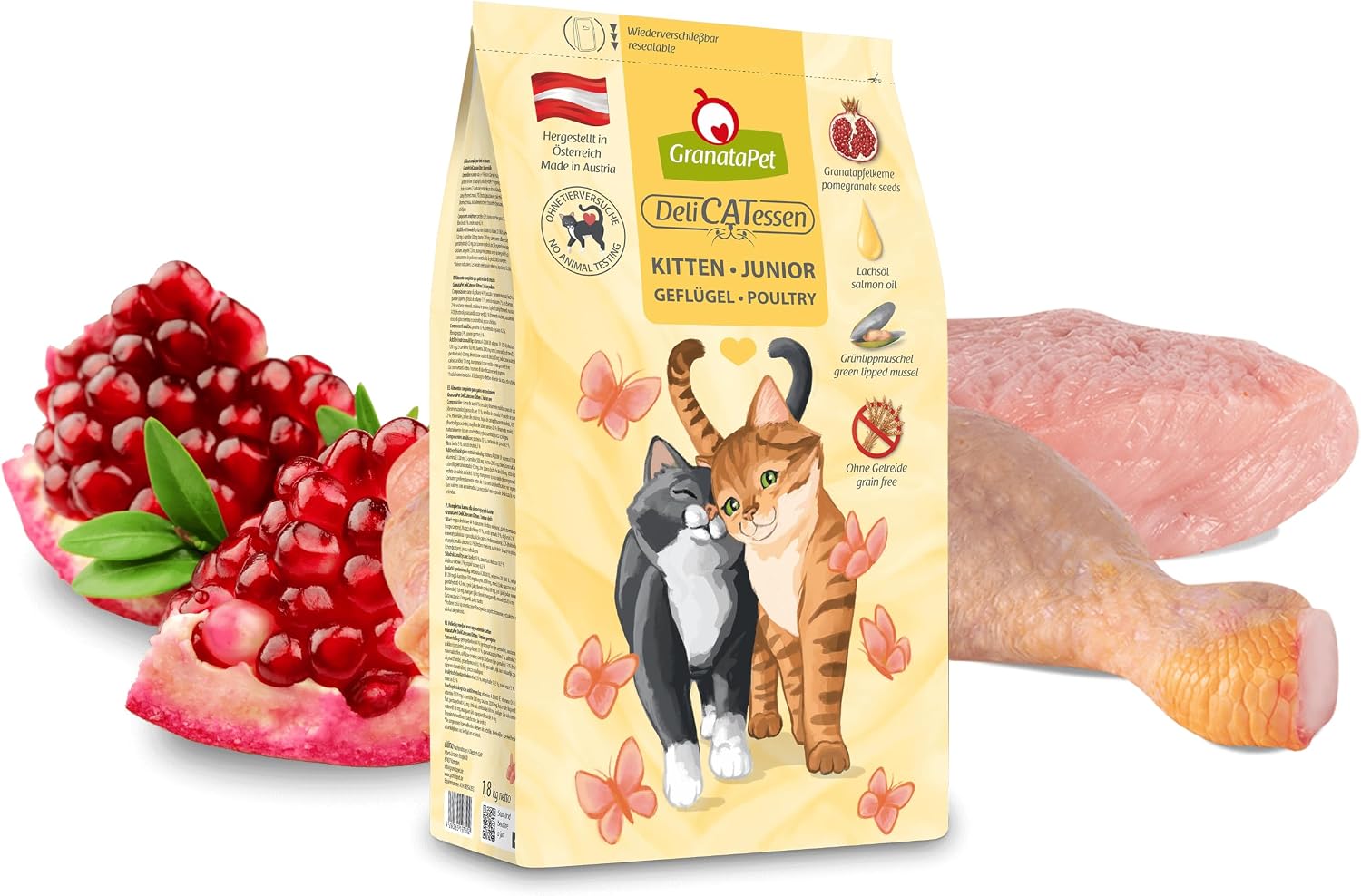 Detalle de GranataPet DeliCatessen Kitten/Junior – sucha karma drobiowa bez zbóż, 9 kg