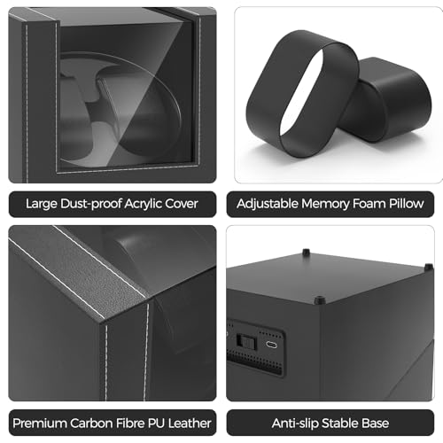 Thumbnail 4 de Kalawen Latest Automatic Watch Winder (Double) – Dust-Proof Box with Quiet Motor