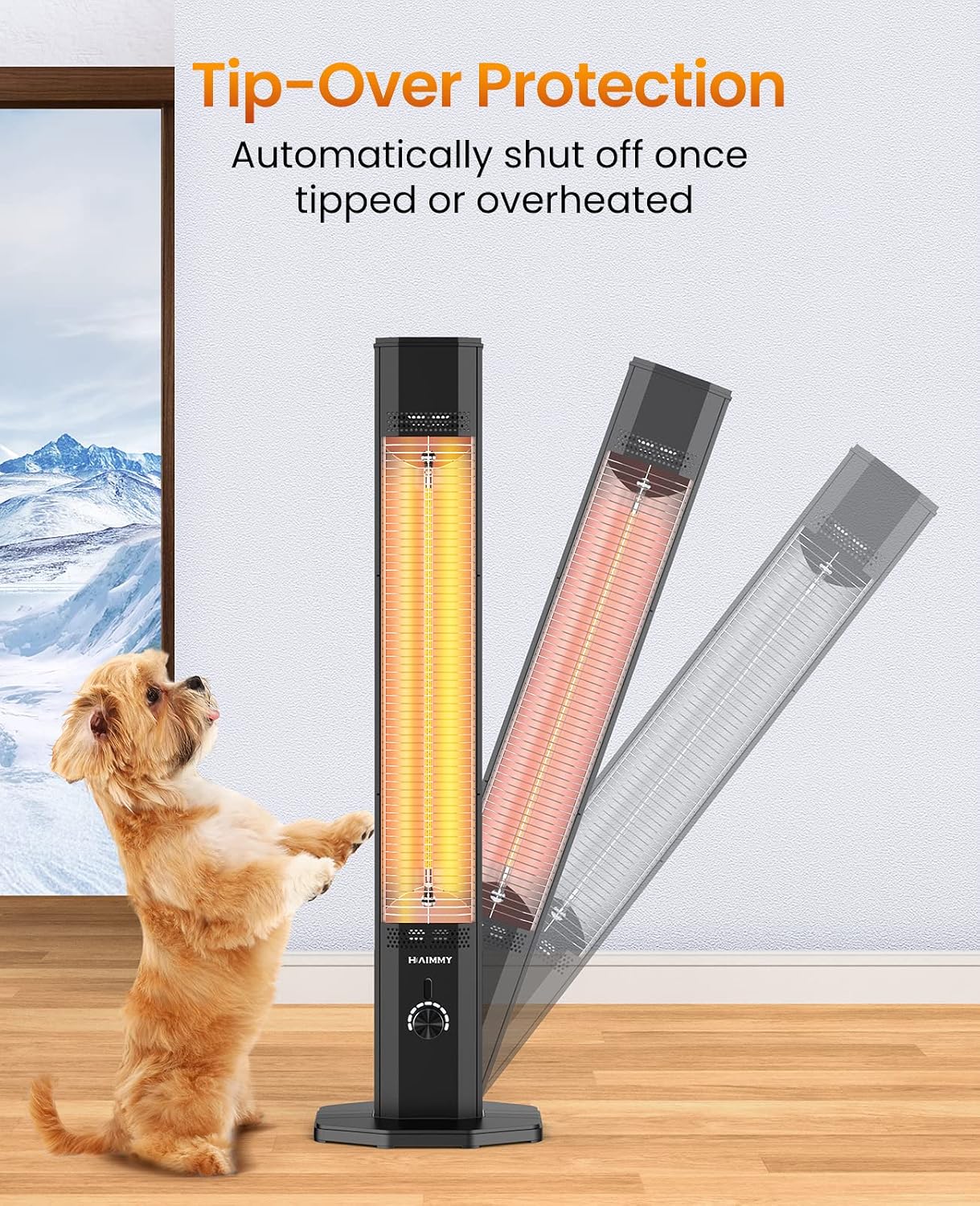 Detalle de HAIMMY UEH500 42-Inch Infrared Patio Heater, 9 Heat Levels, IPX5