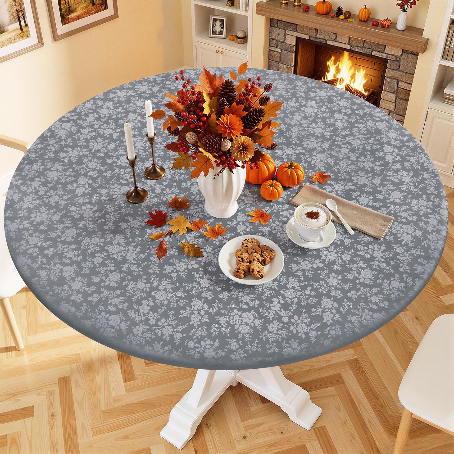 Detalle de Smiry Vinyl Fitted Tablecloth, 25"-30" Round