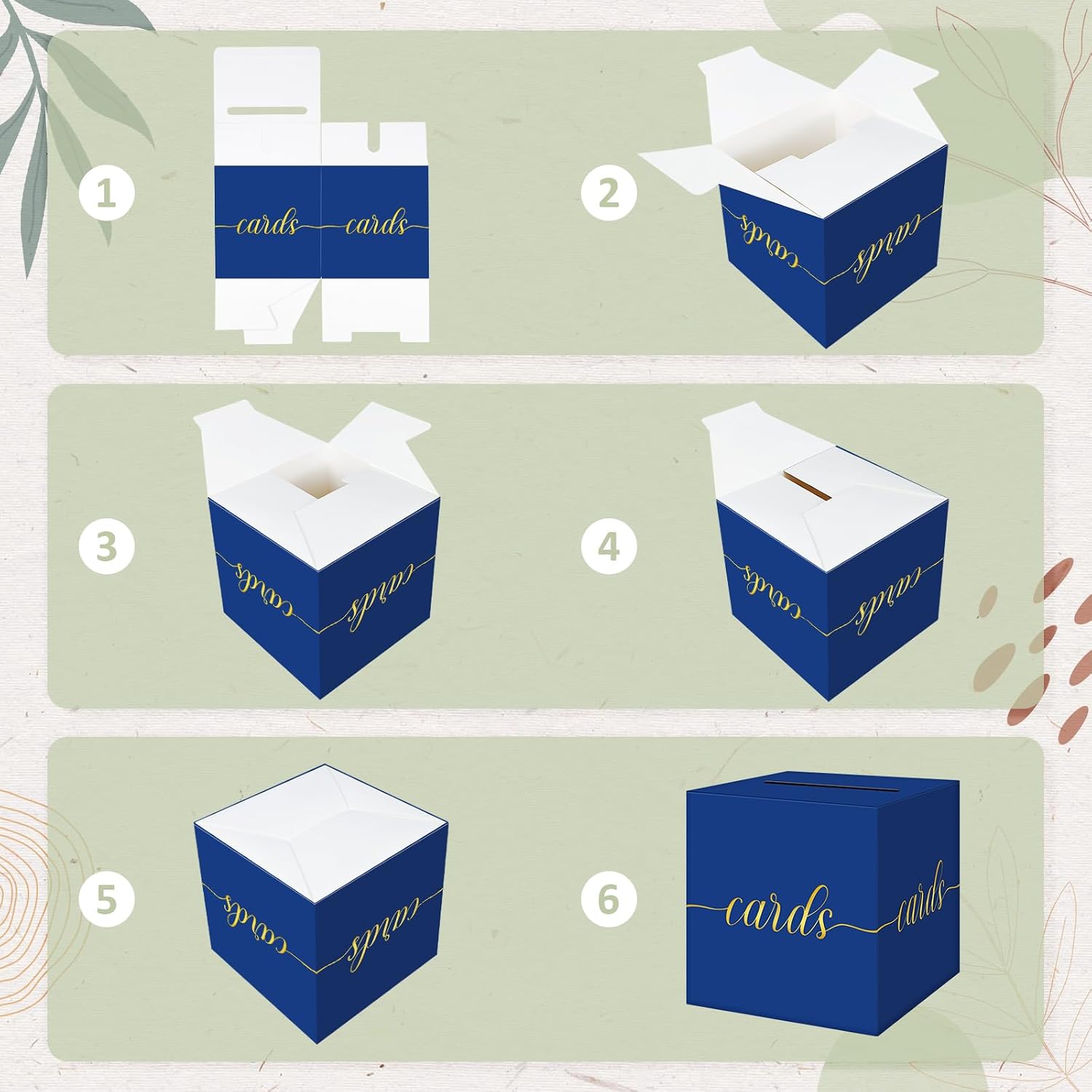Thumbnail 6 de QIKSION Blue Graduation Card Box with Gold Foil – Large, Foldable Gift Card Box for Graduation, Wedding, Parties