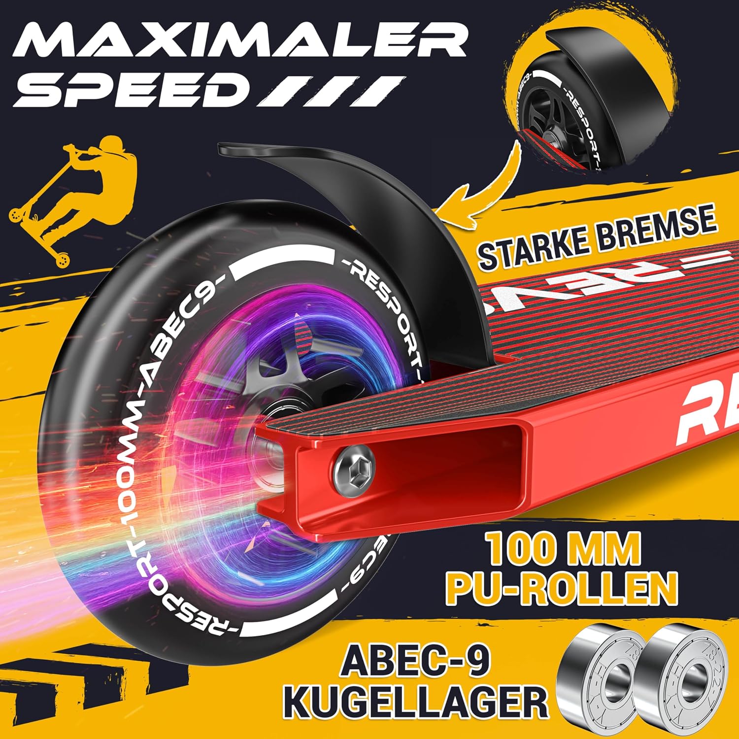 Thumbnail 4 de RE:SPORT REVO Stunt Scooter PRO 100 mm PU Räder