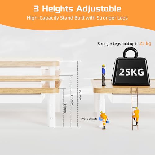 Detalle 2 de ETHU Dual Monitor Stand Riser with Drawer 75-103.4cm, Oak