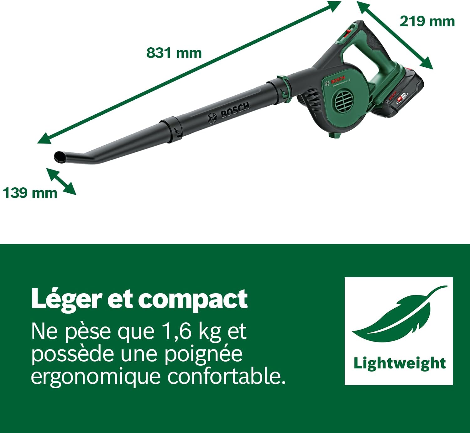 Thumbnail 6 de Bosch UniversalLeafBlower 18V-130 : souffleur de feuilles sans batterie pour le nettoyage rapide des jardins