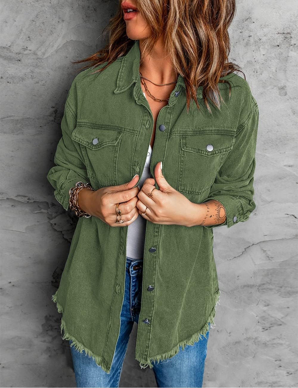Thumbnail 5 de Vetinee Oversized Denim Shacket with Pockets