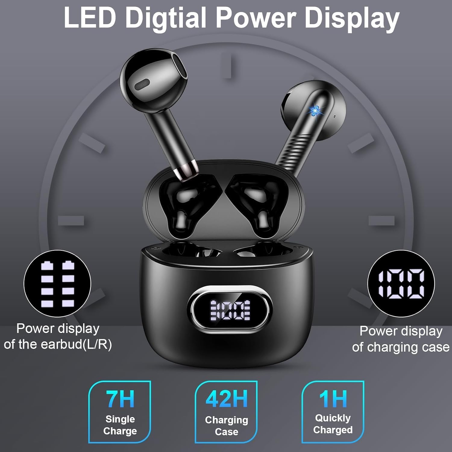 Detalle de Wireless Earbuds with Bluetooth 5.4 and IP7 Waterproof Design