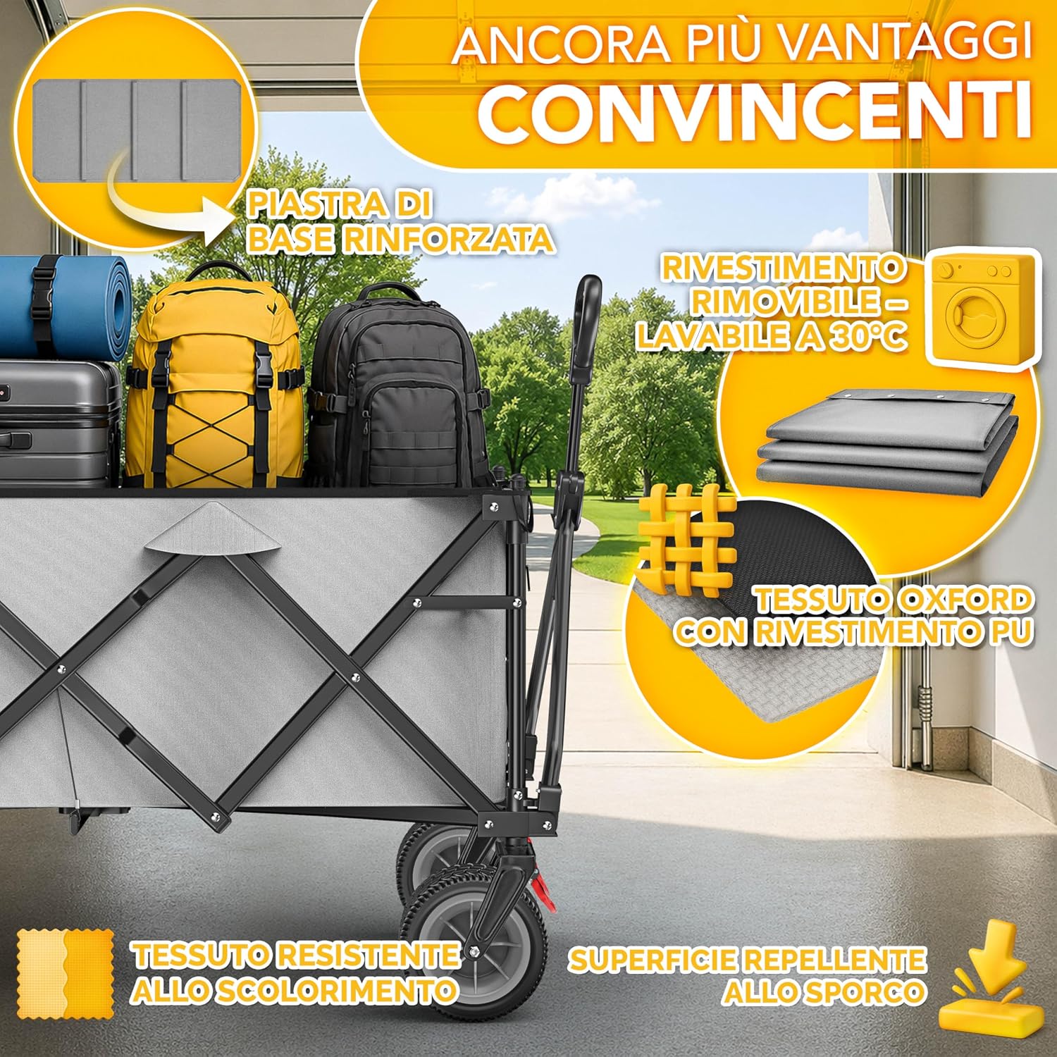 Thumbnail 5 de TRESKO Carrello pieghevole XXL da 300 L con freno e ruote tutto-terreno