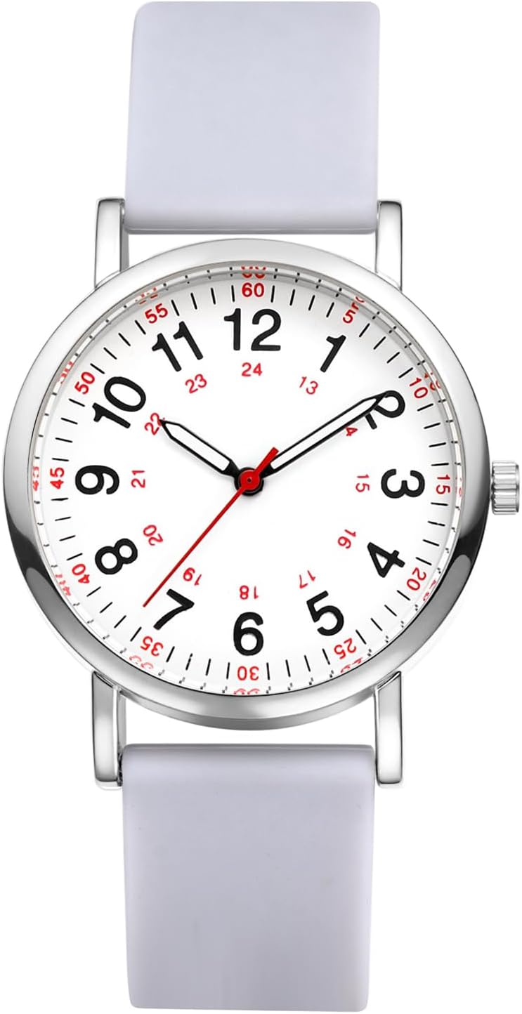 Detalle de JewelryWe Damenuhr Silikon Uhr mit Pulsberechnung – Analoge Quarz-Armbanduhr mit Silikonarmband