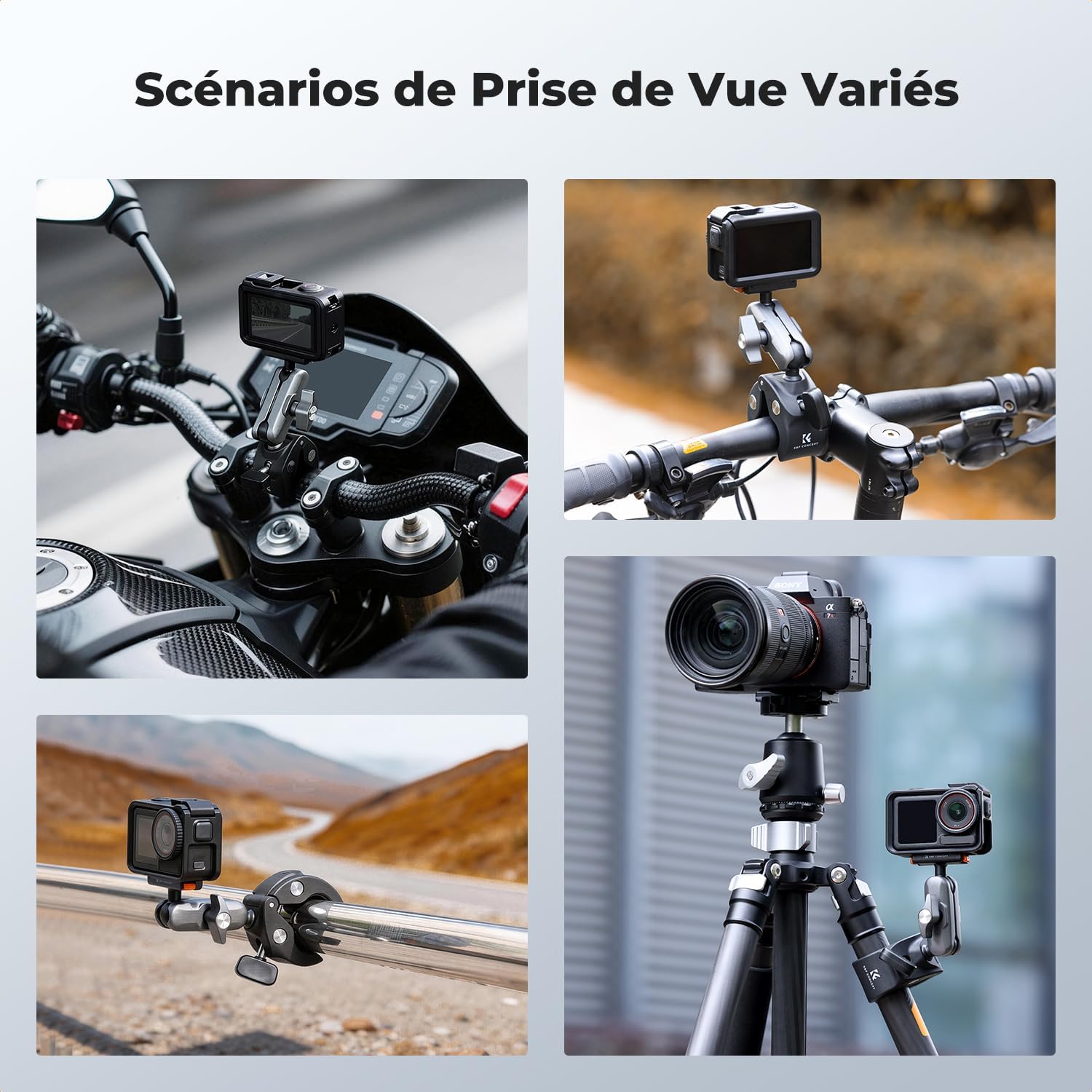 Thumbnail 6 de K&F CONCEPT Support Super Pince magnétique à dégagement rapide pour guidon (double rotule 360°) compatible Osmo Action