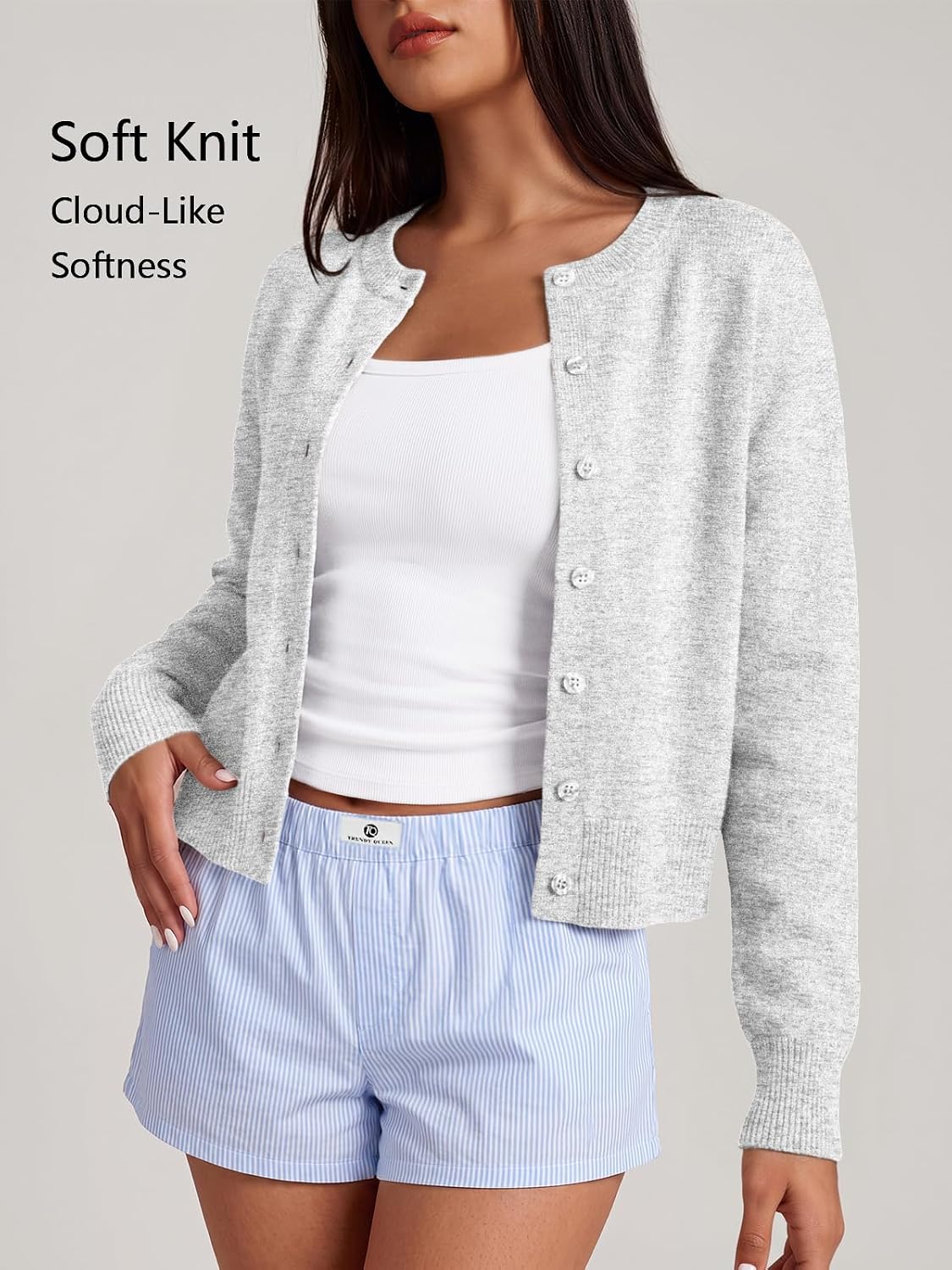 Detalle de Trendy Queen Cropped Cardigan Sweater for Women