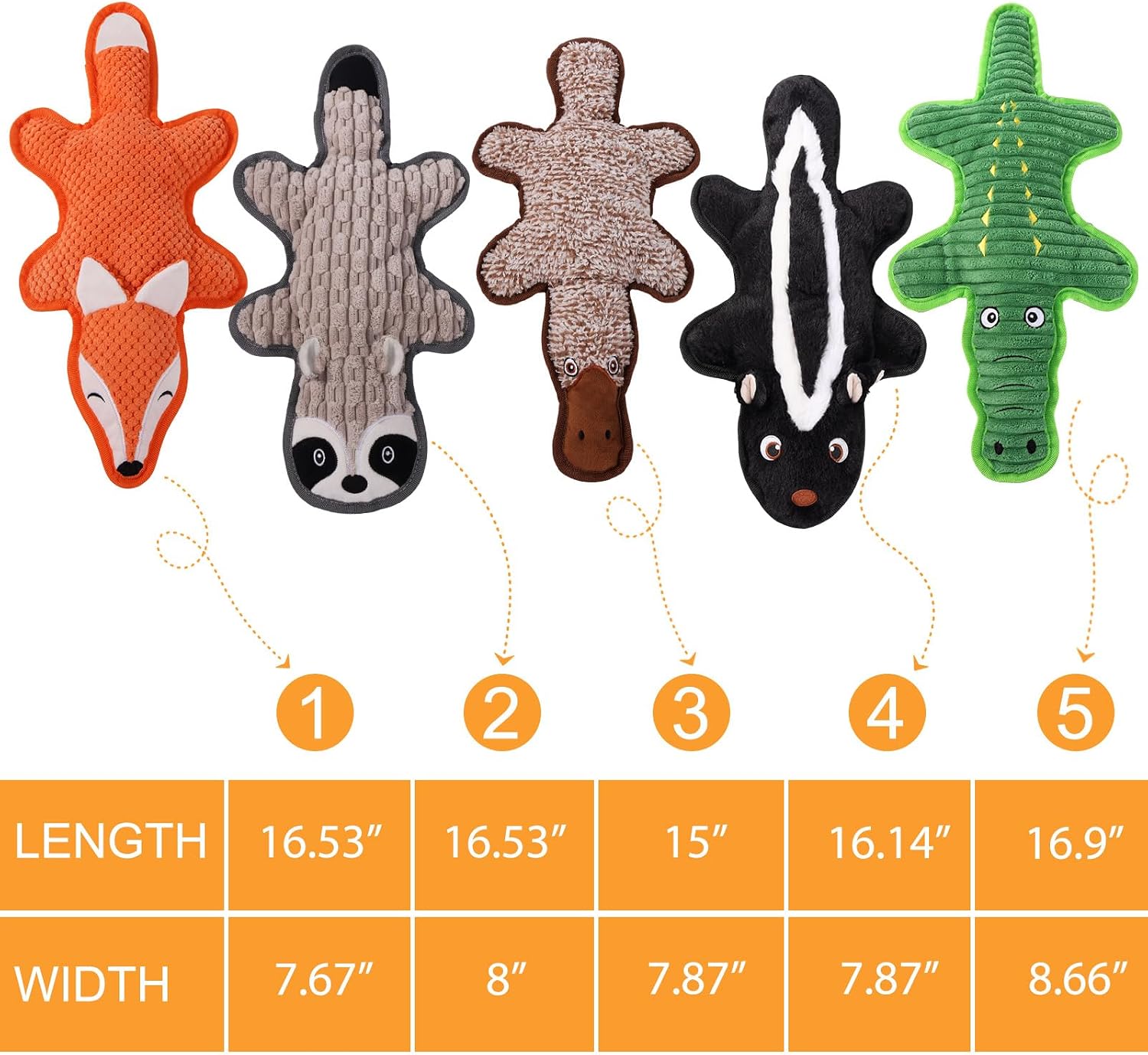Thumbnail 6 de Eneston SHE-008 No-Stuffing Squeaky Dog Toy Set with Crinkle Paper, 5-Pack
