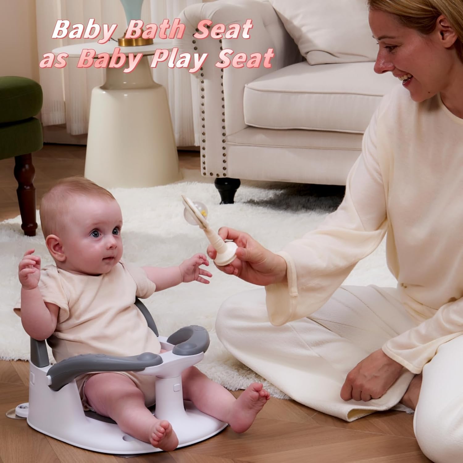 Thumbnail 4 de MAIKKB Baby Bath Seat 6 Months Plus with Temperature Alert & Suction Cups (Grey)