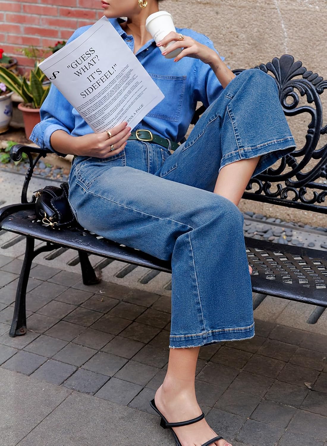 Thumbnail 6 de Sidefeel Women's Wide-Leg Jeans, Stretch Denim