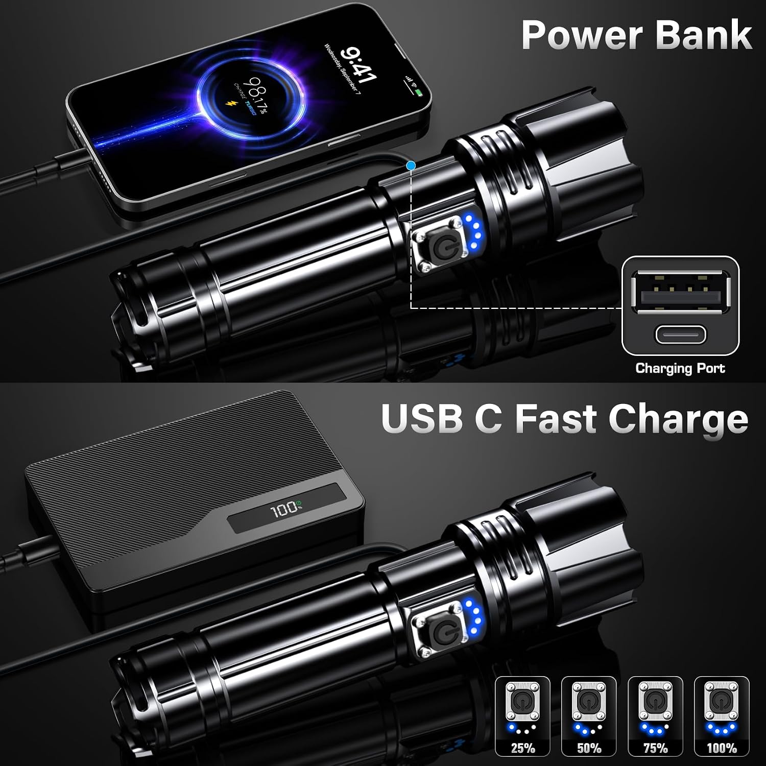 Thumbnail 4 de AKNEAR Rechargeable LED Flashlight 5000mAh