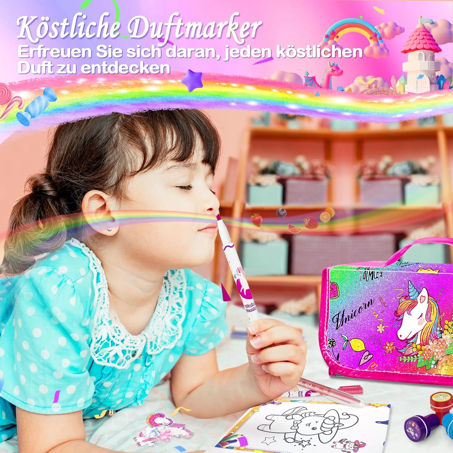 Detalle 2 de weirtoya Einhorn Filzstifte Set 56 Teile 🎨