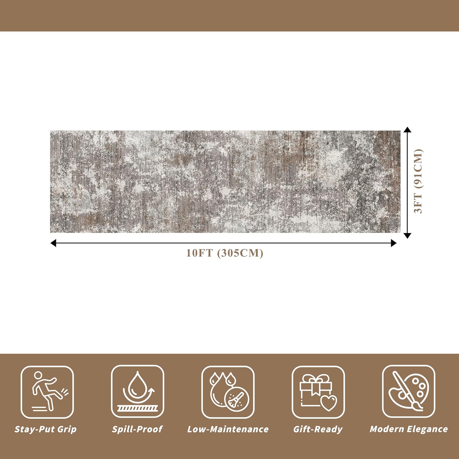 Thumbnail 1 de 3x10 ft Long Hallway Runner Rug Non-Slip 🏠