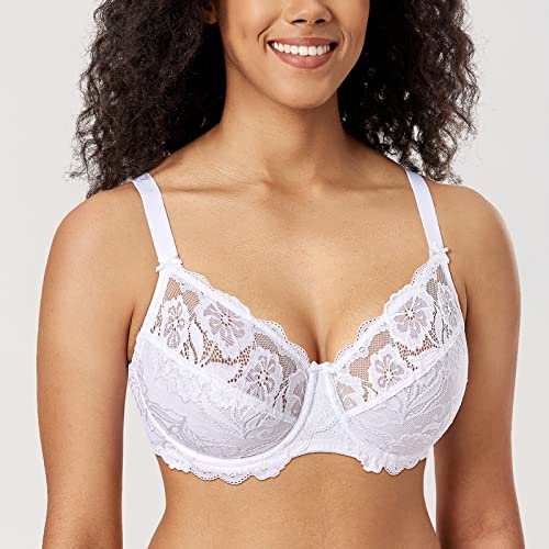 Detalle de DELIMIRA Femme Soutien-Gorge Grande Taille Dentelle Blanc 95D