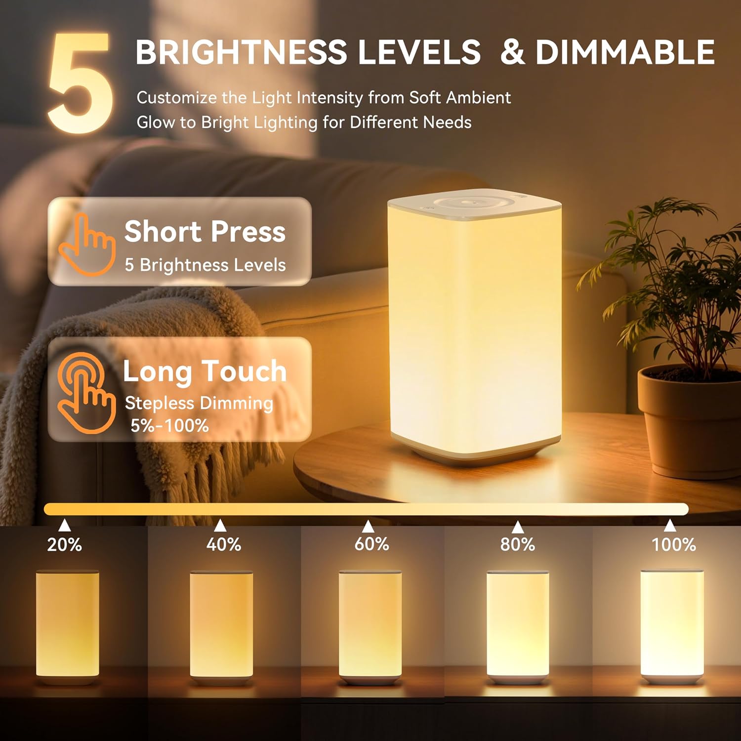 Thumbnail 1 de Auxmir Night Light, 4000mAh touch table lamp