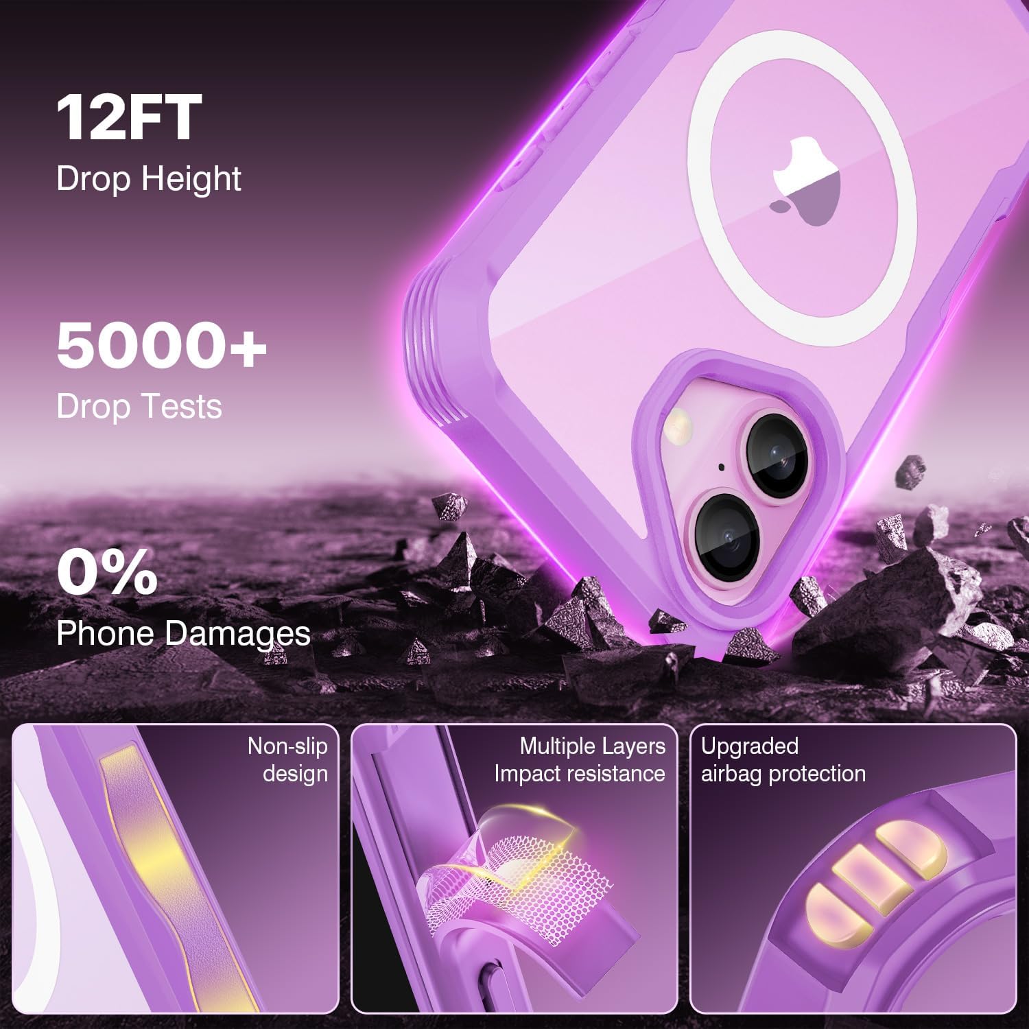 Thumbnail 5 de CENHUFO Privacy Case for iPhone 16 (6.1-inch) - Rose Pink with Built-in Privacy Screen and 360° Protection