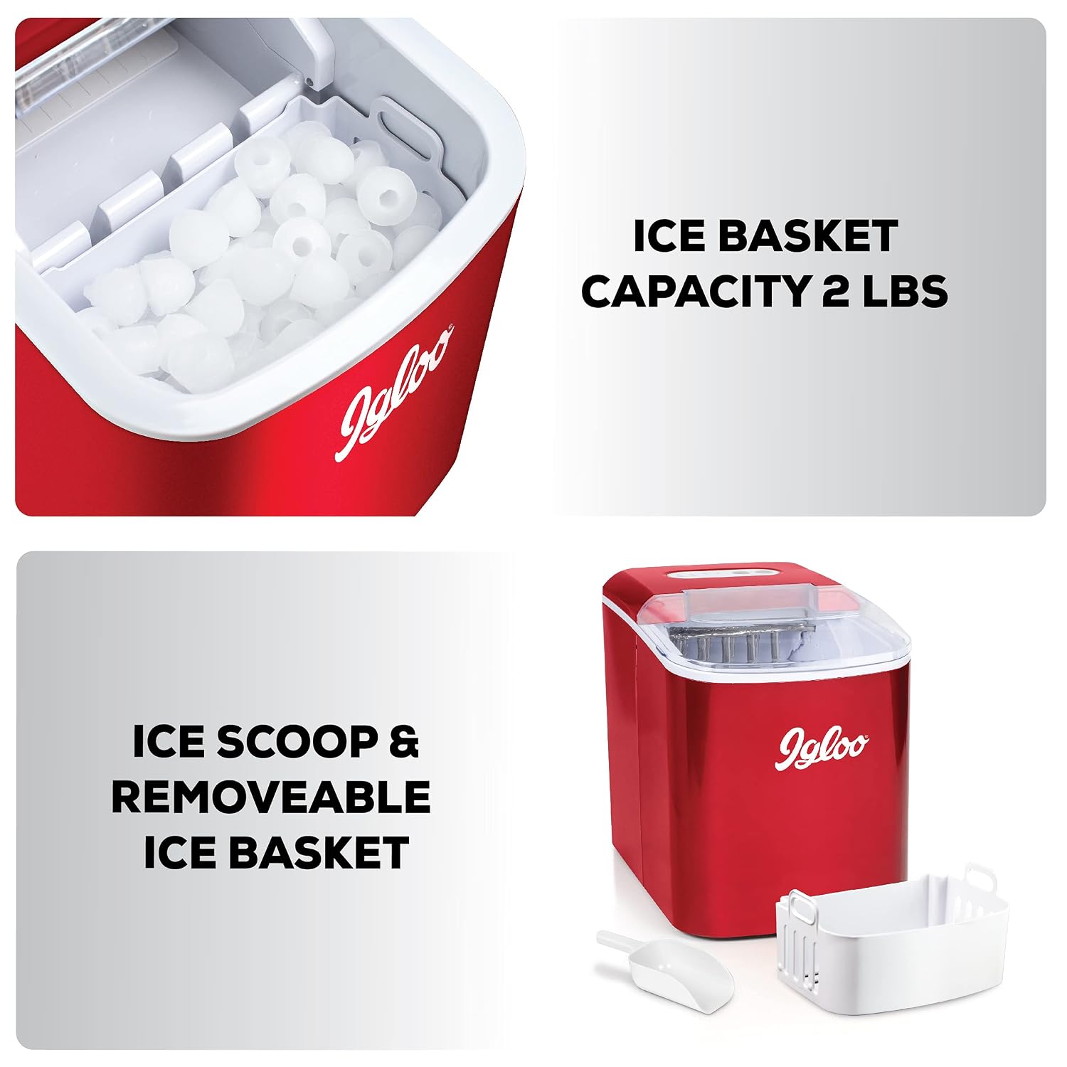 Thumbnail 2 de Igloo ICEB26RR Countertop Ice Maker, 26-lb Daily Output, 9 Cubes in 7 Minutes