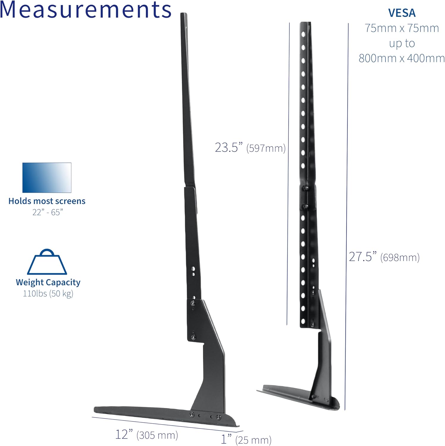 Thumbnail 2 de VIVO STAND-TV00Y: Universal Tabletop TV Stand for 22"–65" LCD/LED/Curved Screens