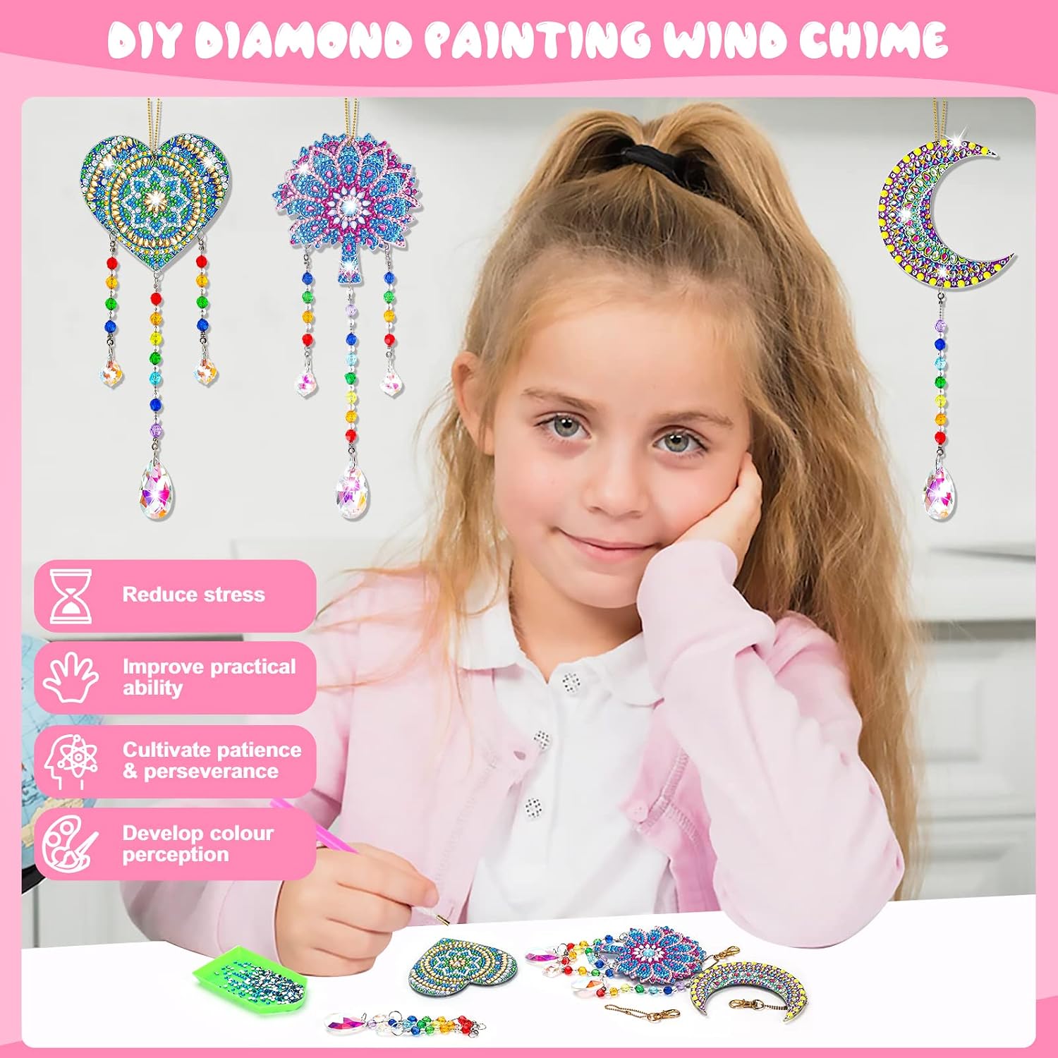 Detalle de DIY Diamond Wind Chimes Craft Kit for Kids