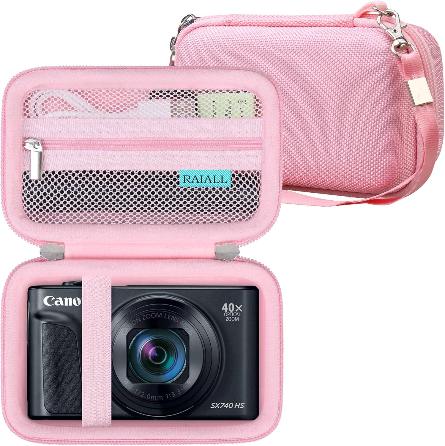 Detalle de RAIALL Camera Case for Canon PowerShot SX740 / SX730 / SX720 / SX610 HS – Hard Shell, Pink