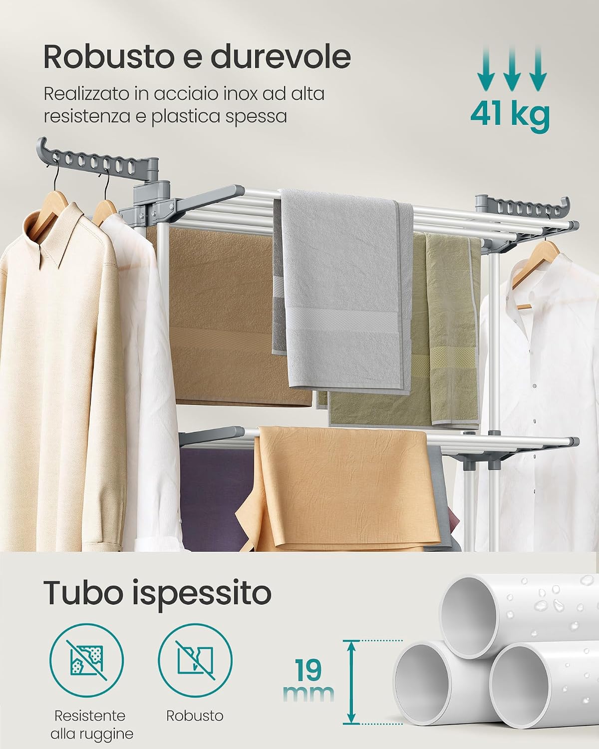 Detalle 2 de SONGMICS LLR703WZ02 stendino pieghevole 4 livelli