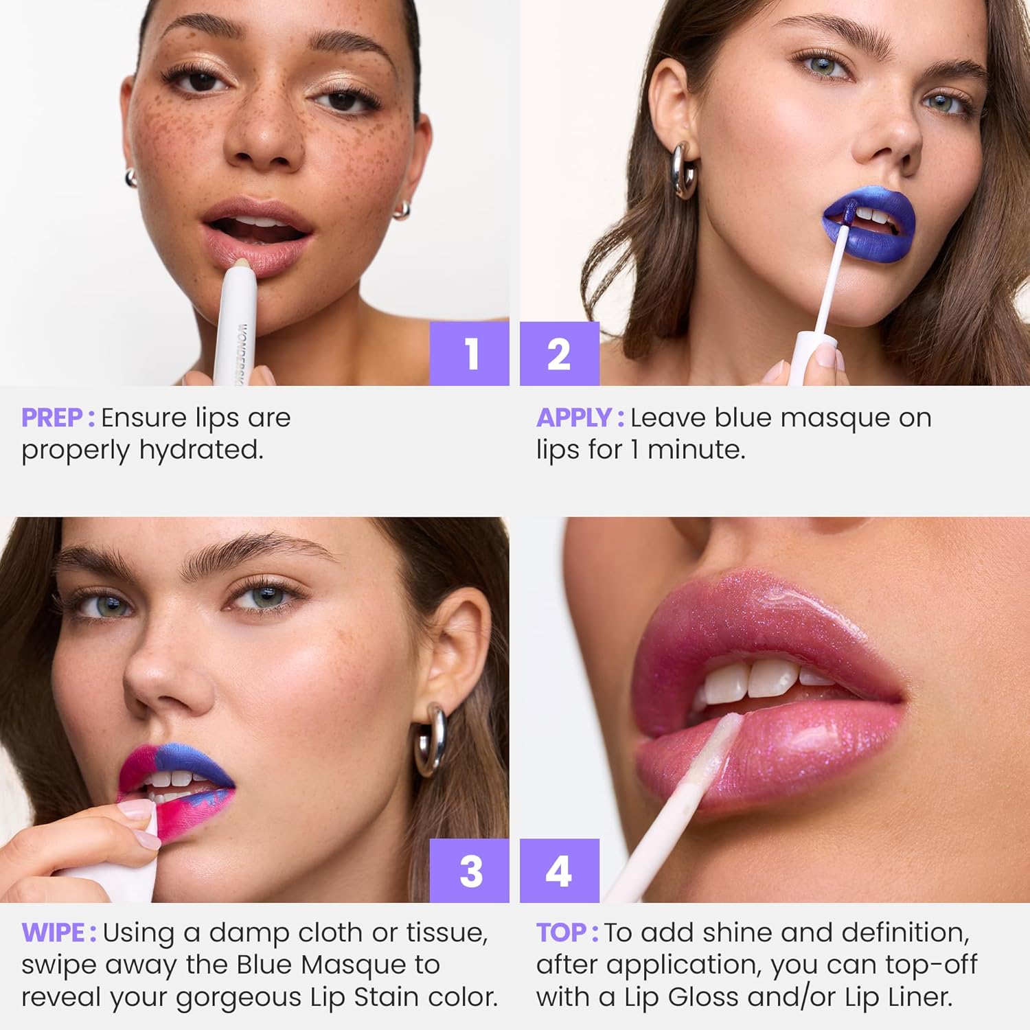 Thumbnail 1 de Wonderskin Lip Stain – Long Lasting, Waterproof, Lip Tint Peel Off Masque