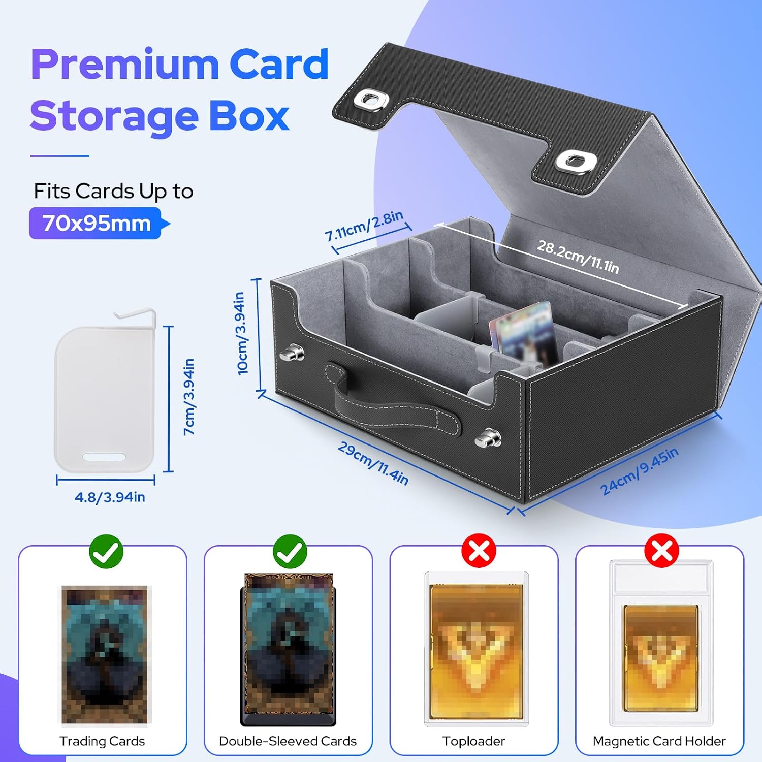 Detalle 2 de Alyvisun Pudełko 3 rzędy – deckbox z PU, zamkiem Twist-Lock i 12 przegrodami