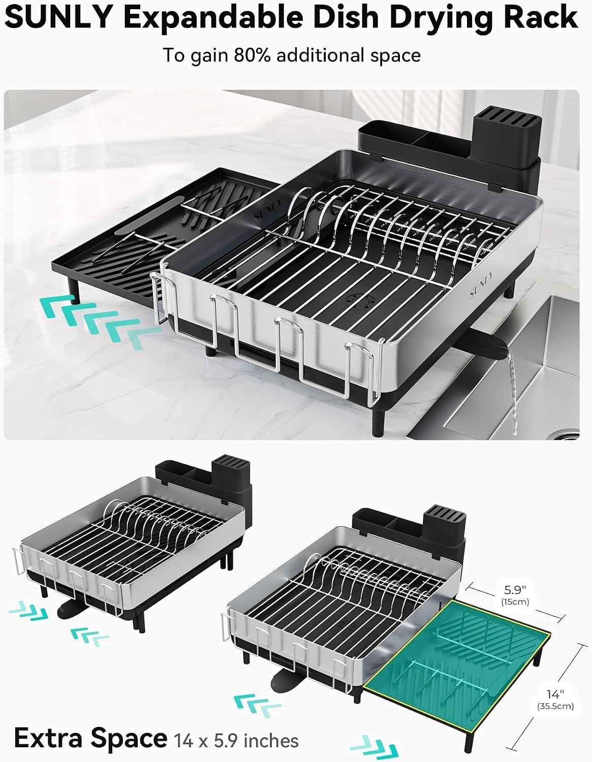 Thumbnail 2 de SUNLY Large Dish Drying Rack 14×5.9"