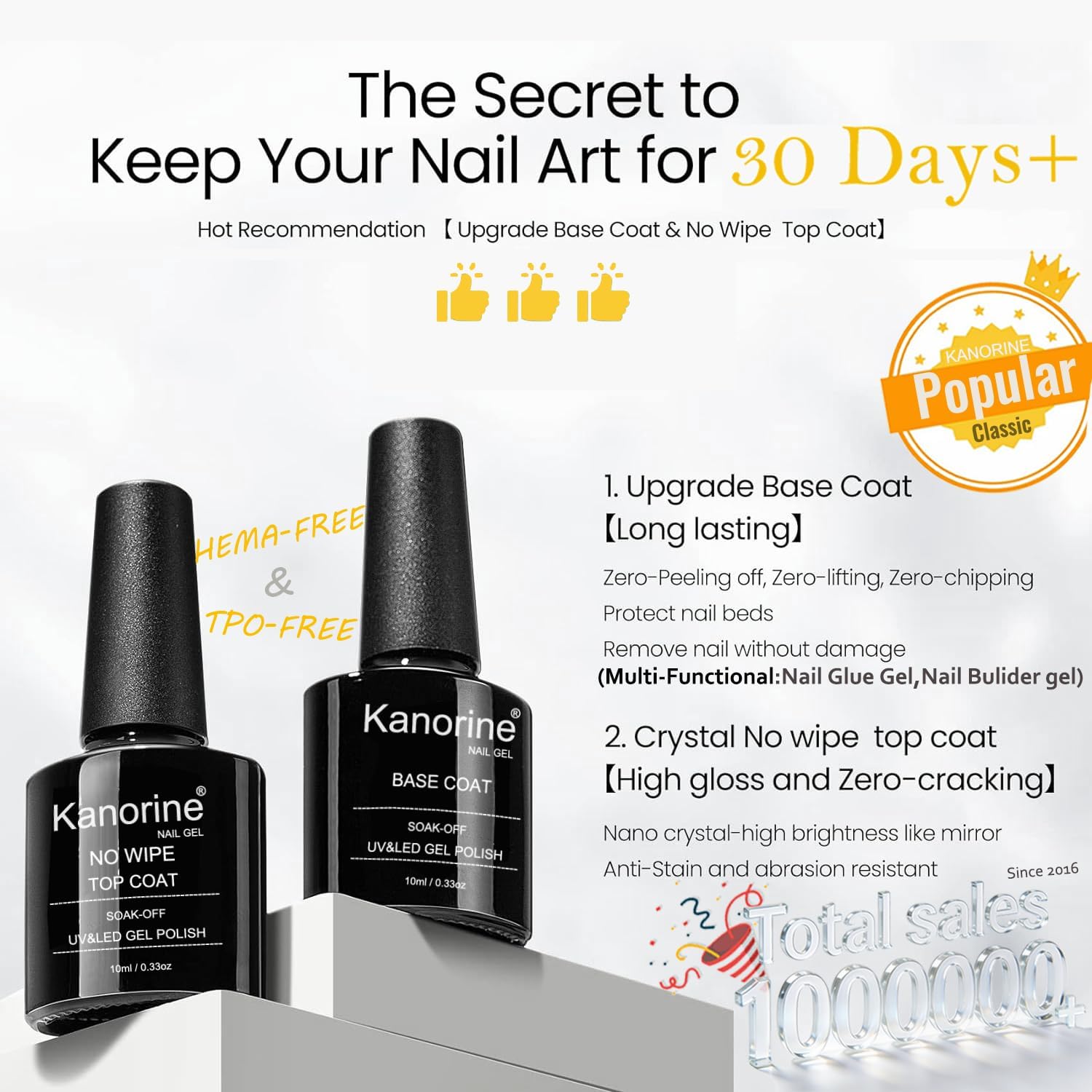 Thumbnail 1 de Kanorine Base y Top Coat gelbasis- en topcoat, no-wipe, 2 x 10 ml