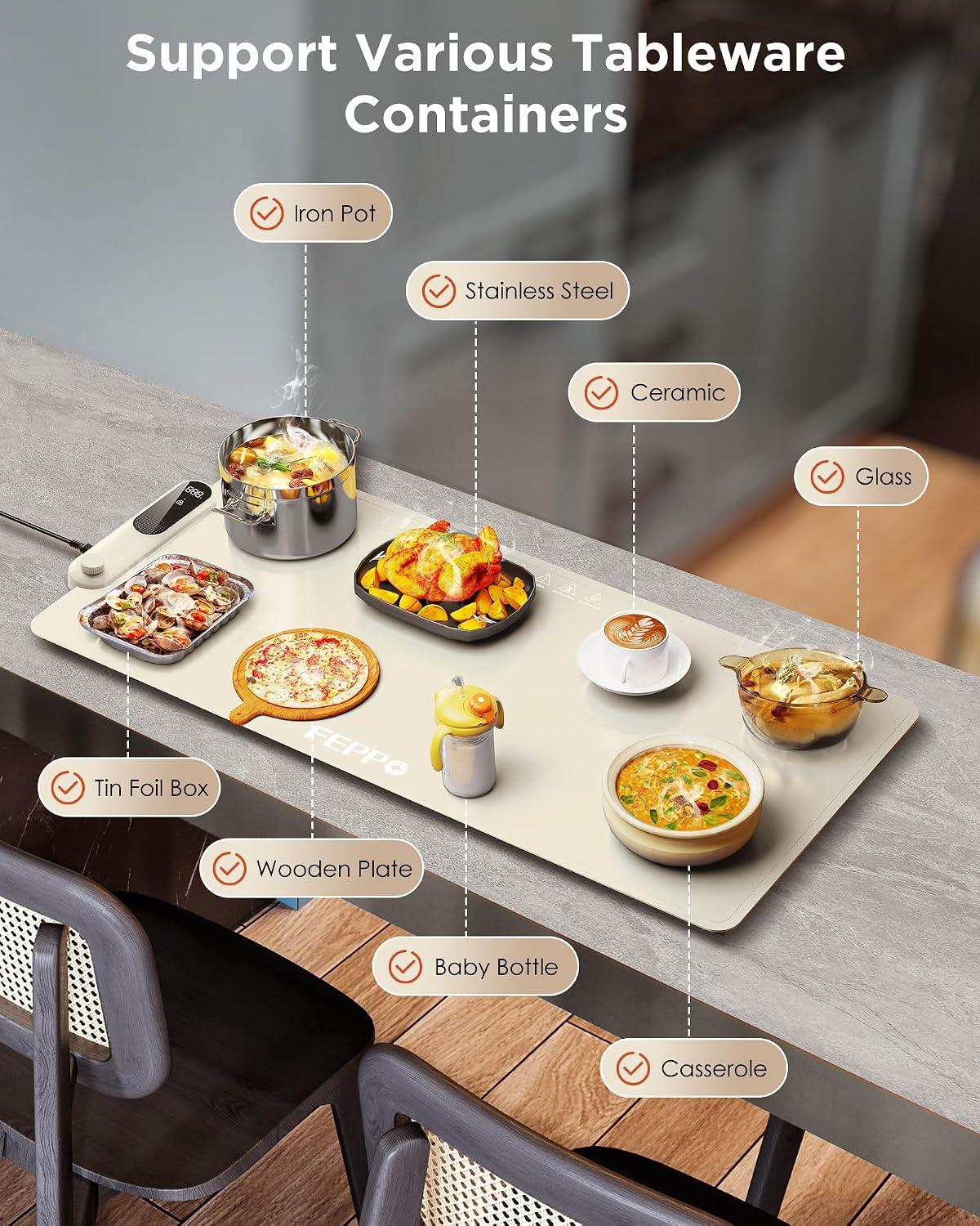 Detalle 1 de FEPPO Food Warming Mat 35" x 16