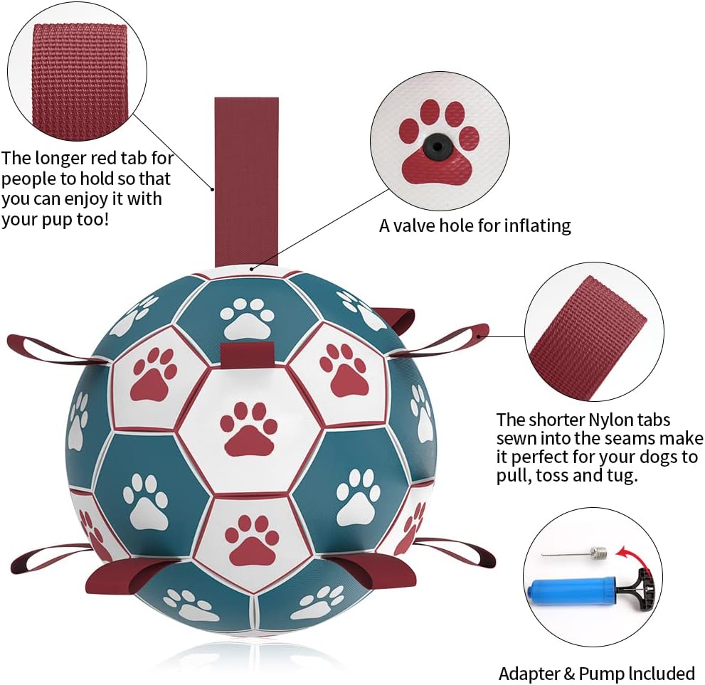 Detalle de HETOO Dog Soccer Ball — Interactive Tug, Fetch and Water Toy for Small & Medium Dogs