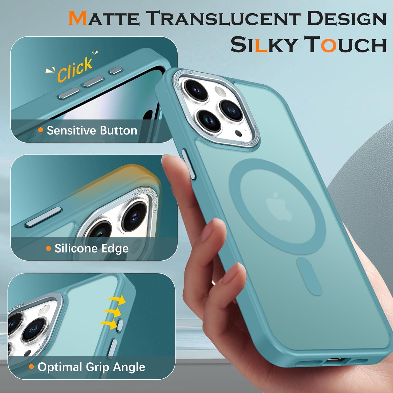 Thumbnail 2 de YINLAI Hülle für iPhone 15 Pro Max (6,7") mit MagSafe – magnetische, matte stoß- und kratzfeste TPU-Case in Graublau