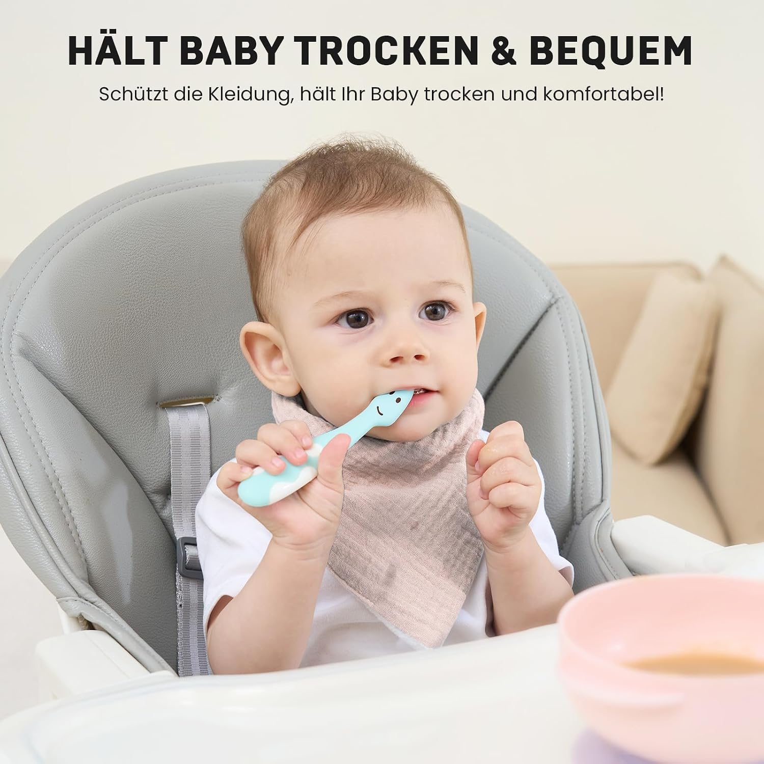 Detalle 2 de IKWOLETI Lätzchen Dreieckstuch Musselin 8er Pack
