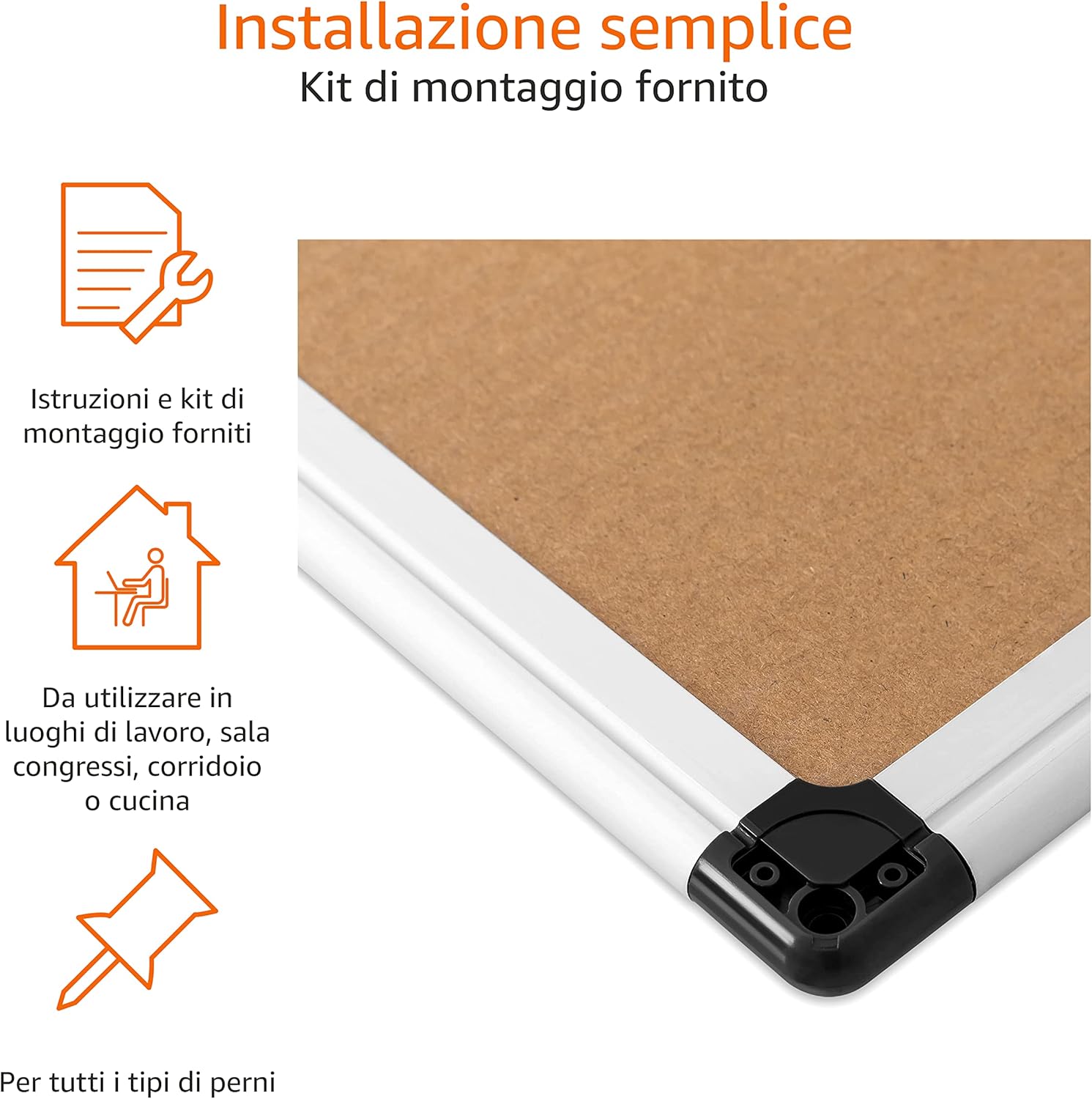 Detalle de Amazon Basics Bacheca in sughero 90x60 cm 🖼