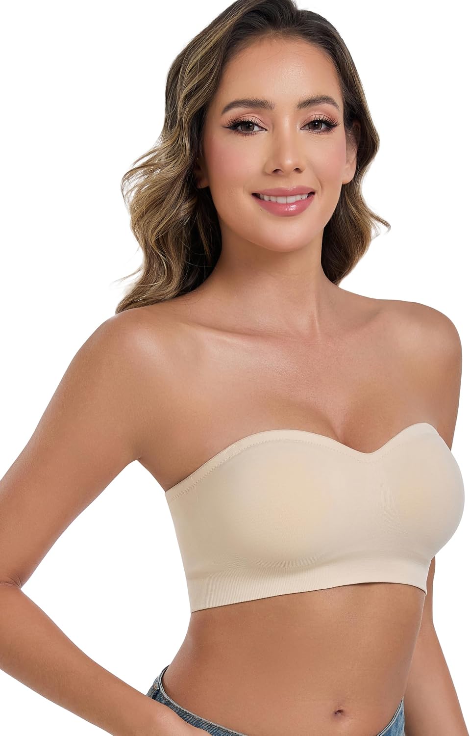 Detalle 2 de ANGOOL Strapless Bra with Non-Slip Grip and Padded Bandeau