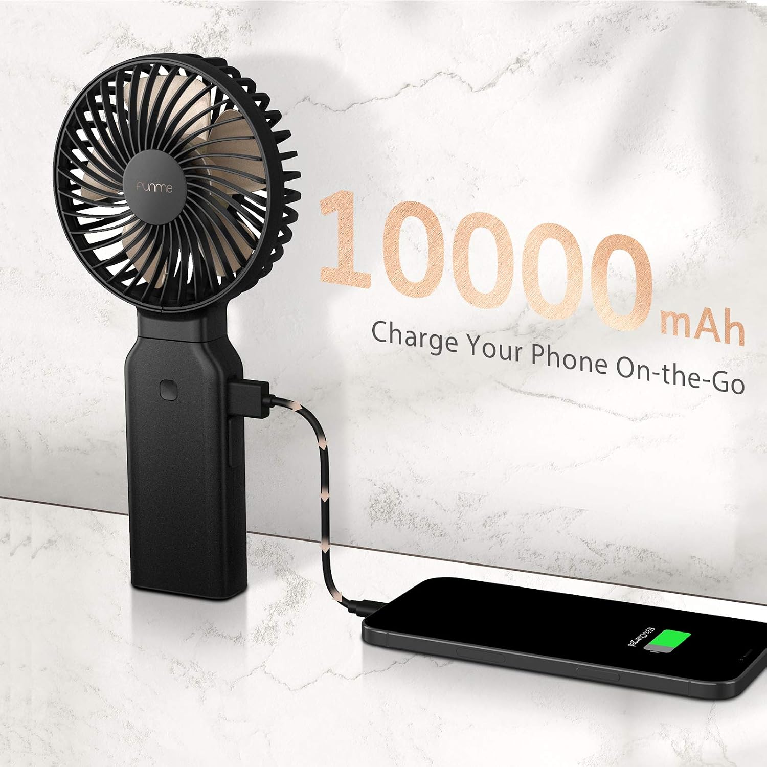Thumbnail 1 de Funme 9000 Battery Power Bank Hand Fan: A 3-in-1 Foldable Companion for Travel and Outdoor Use