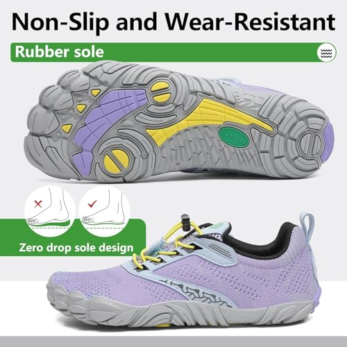 Detalle de SAGUARO Barefoot Trail Running Shoes: zapatillas descalzas lilas para exterior, 38 EU