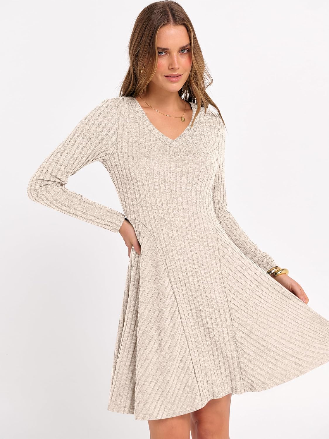 Detalle 2 de ANRABESS Women's Sweater Dress, Ribbed Knit
