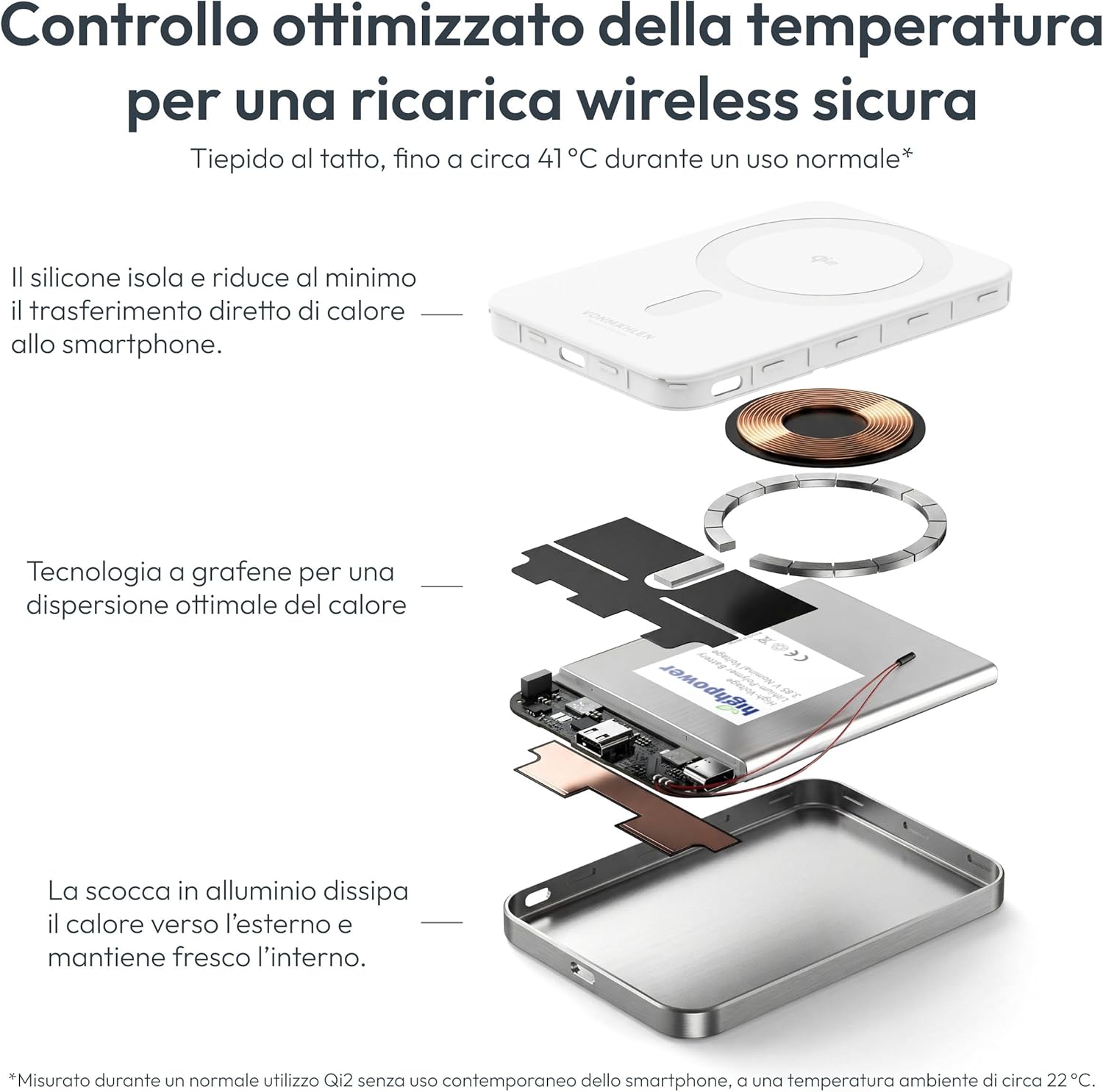 Thumbnail 4 de Vonmählen Evergreen Mag - Powerbank magnetica ultra-sottile da 5000mAh, ricarica wireless 15W e USB-C PD 20W, QI2 Nero