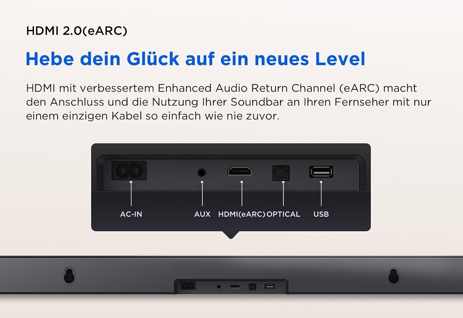 Detalle de TCL S45HE Soundbar (2.0, 100 W) mit Dolby Atmos & DTS Virtual:X, HDMI eARC und Bluetooth 5.2