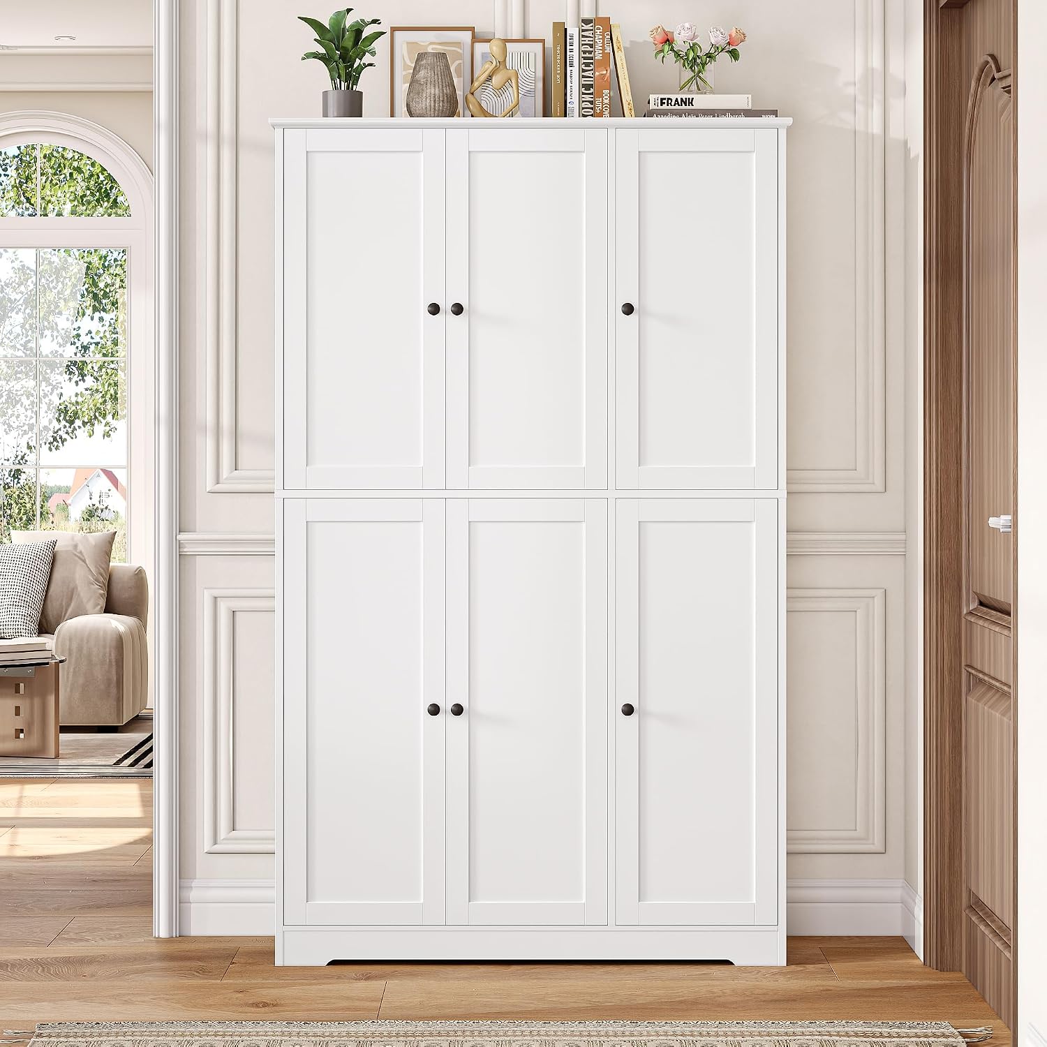 Detalle 2 de FirFurd P730 Kitchen Storage Cabinet, 6 Doors, Adjustable Shelves, White