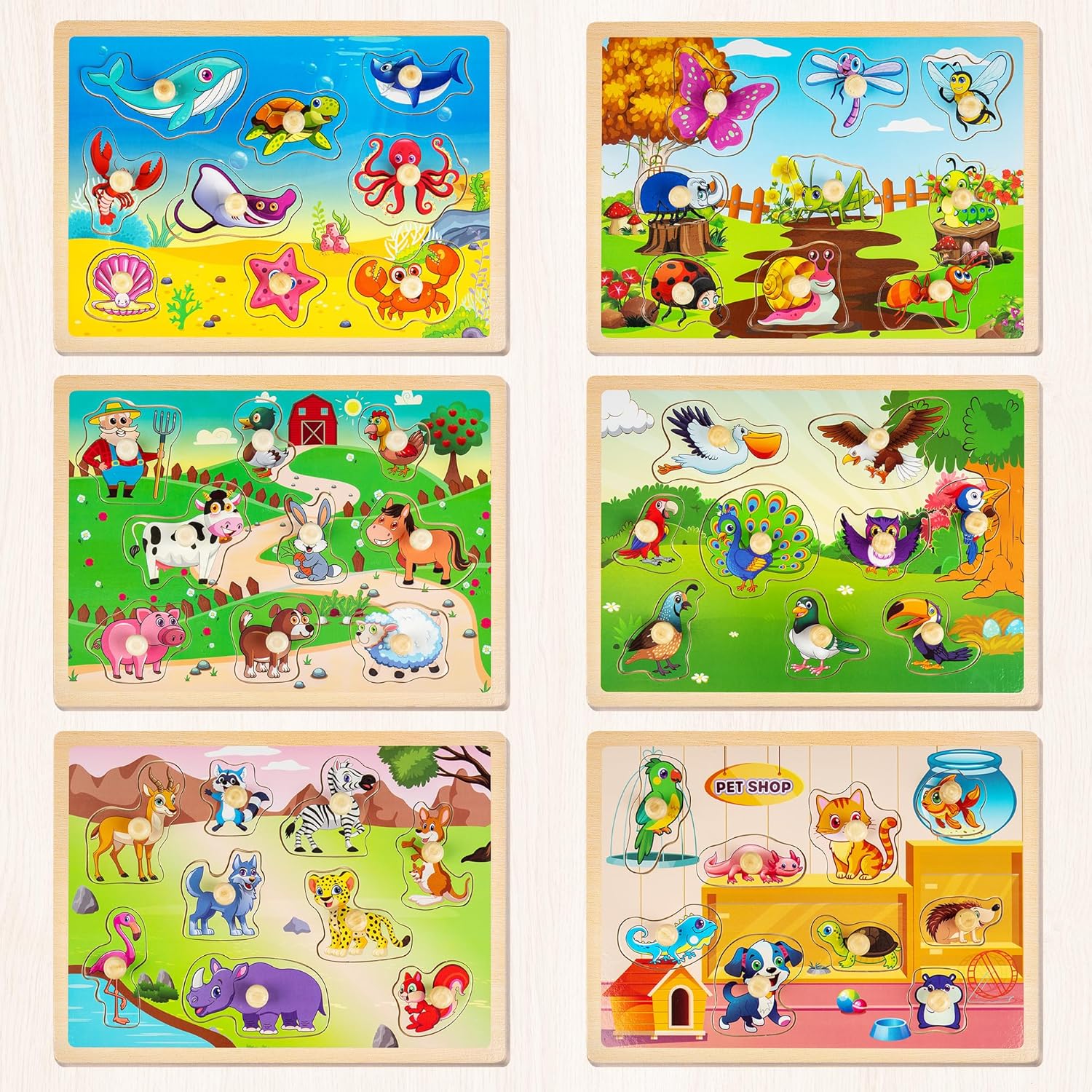 Thumbnail 1 de SYNARRY Wooden Puzzles 6-piece set for toddlers 🧩