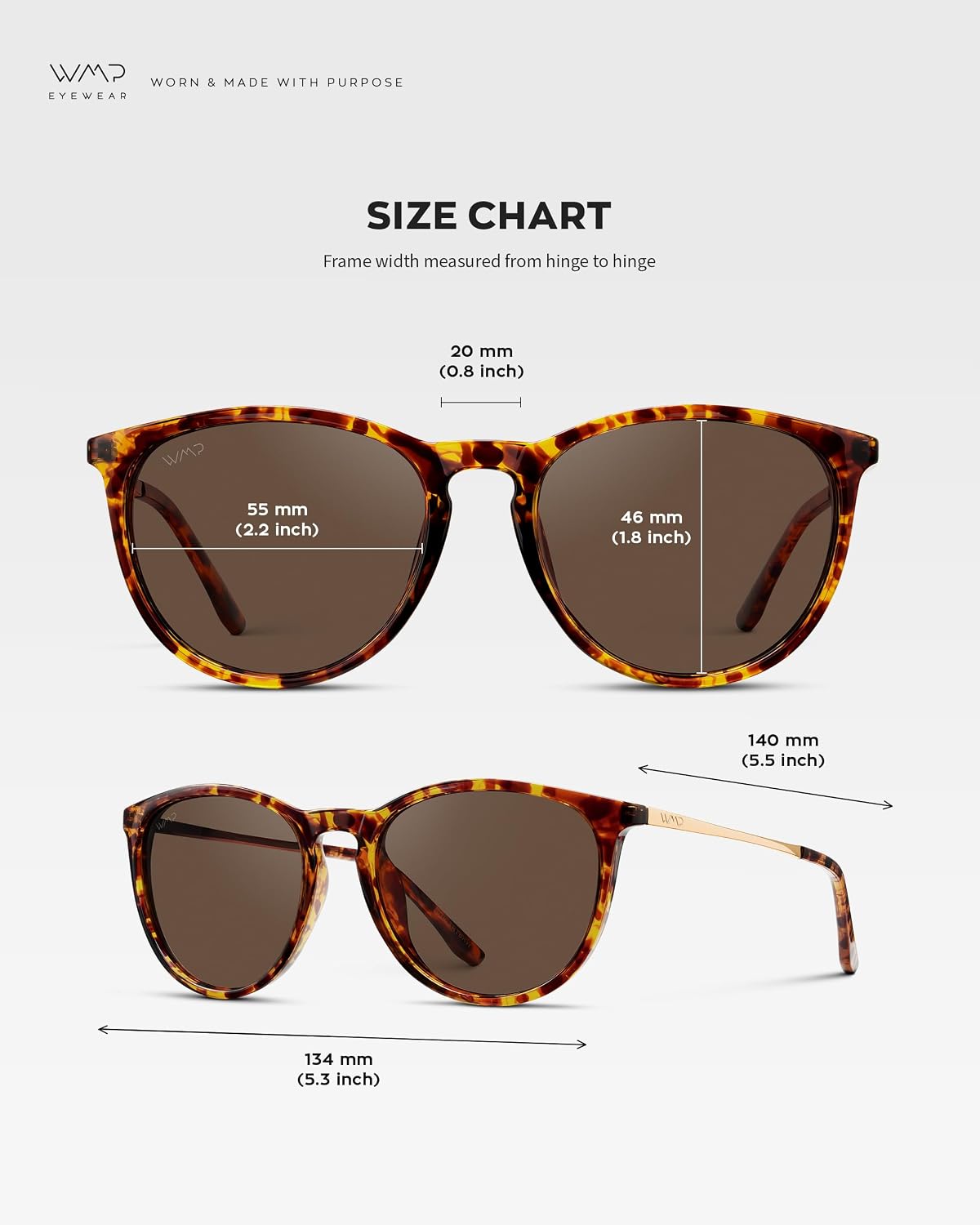 Detalle de WearMe Pro Round Polarized Sunglasses for Women – UV400 Protection, Lightweight Frame, Vintage Retro Style