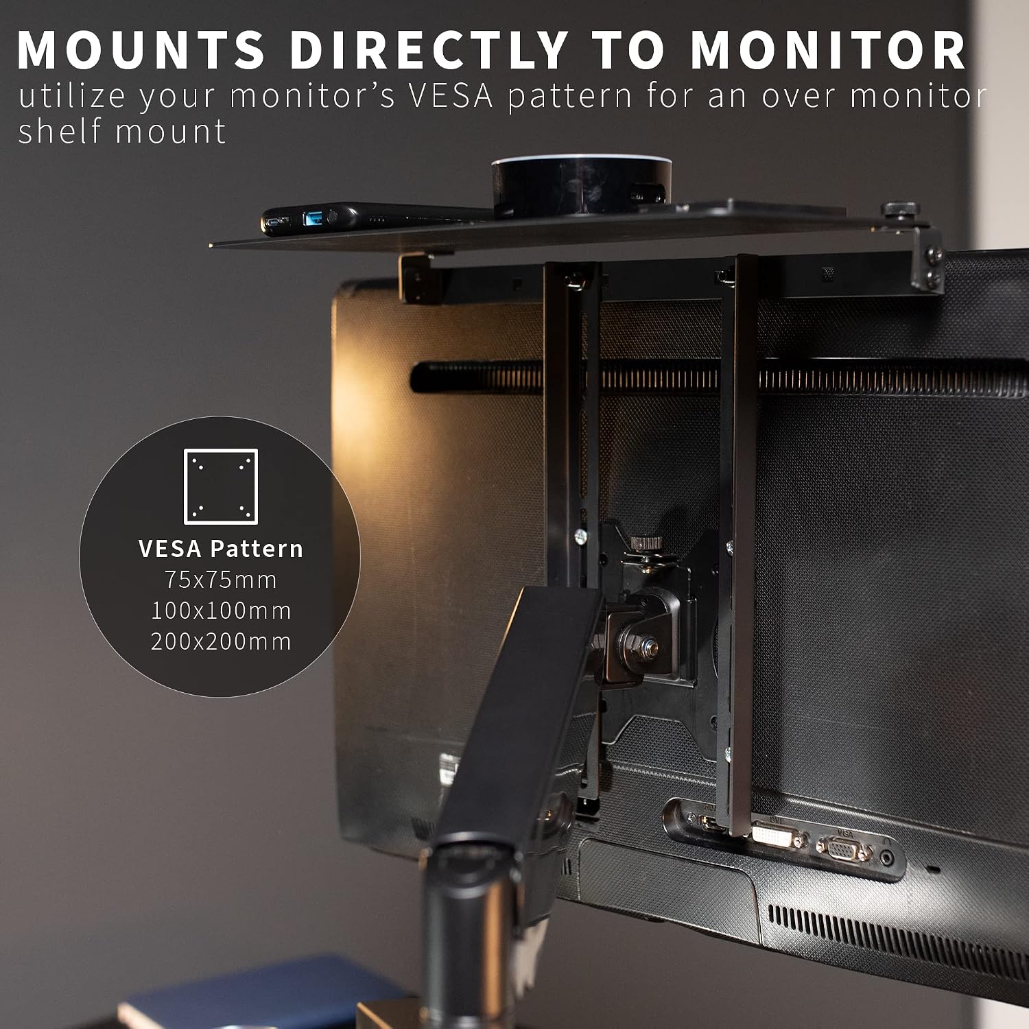 Detalle de VIVO MOUNT-SF01M 33cm VESAモニターシェルフマウント、画面上・下設置対応