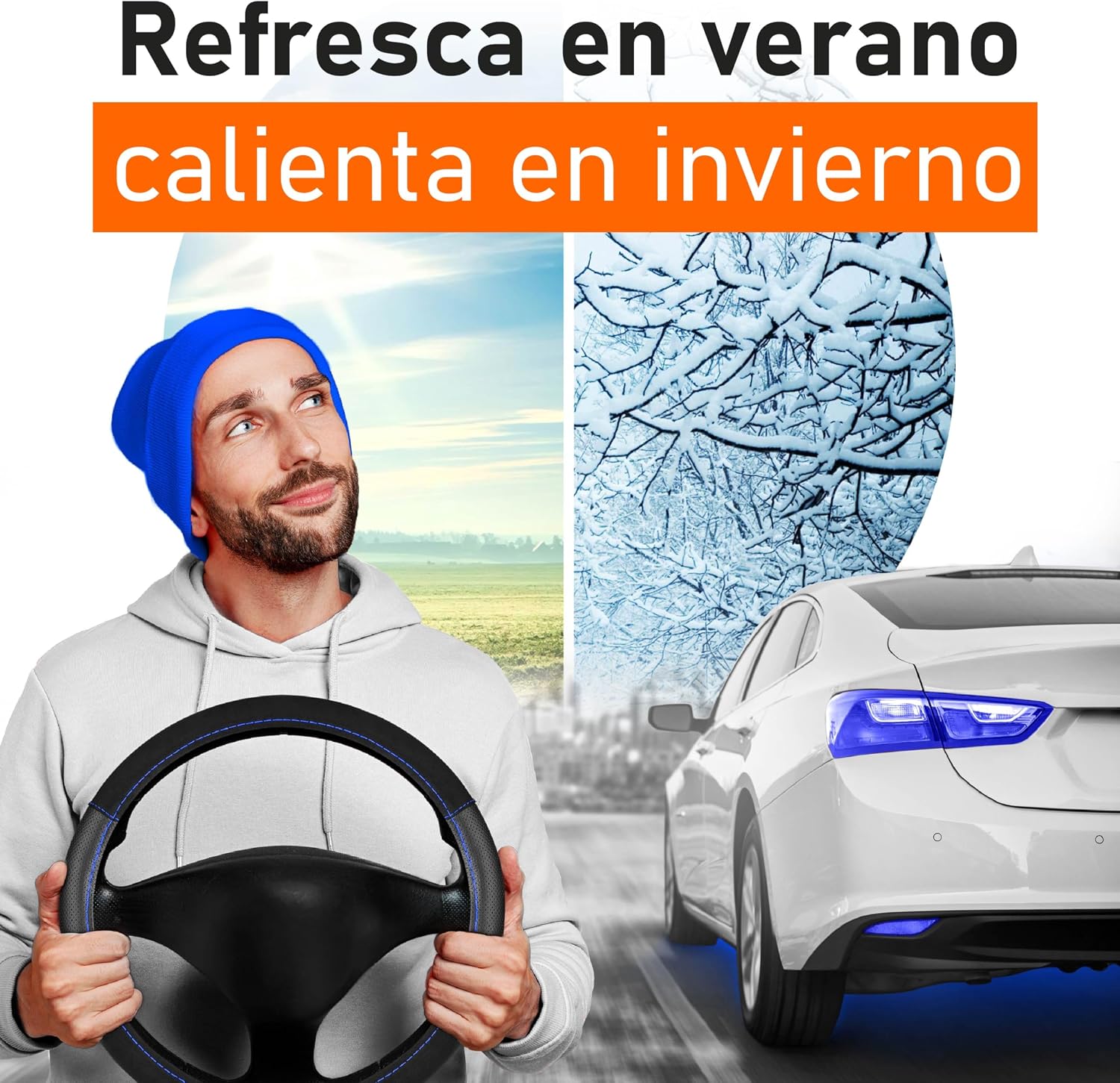 Thumbnail 2 de Upgrade4cars Funda Volante Azul 37-39 cm