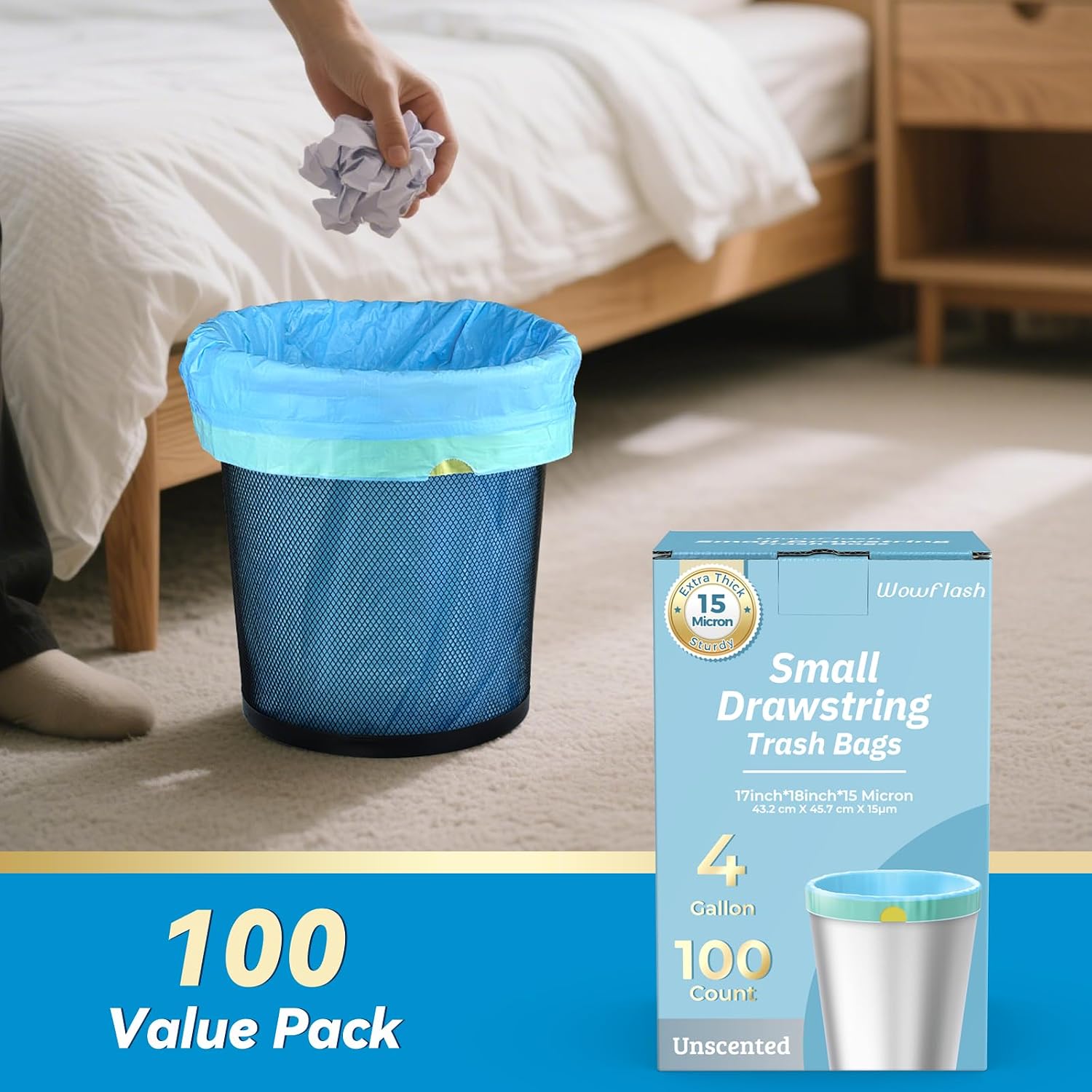 Thumbnail 6 de Small Drawstring Trash Bags, 4 Gallon
